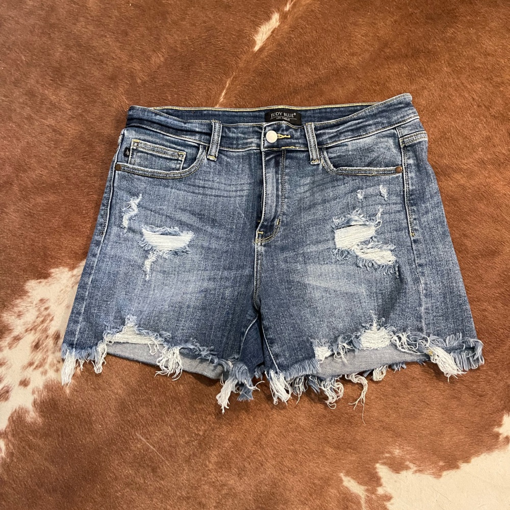 Judy Blue Distressed Blue Jean Shorts